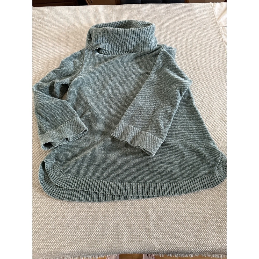 Soft Surroundings Sweater Womens Size M Sage Cowl Neck Relaxed Knit Chenille Top - Picture 7 of 11